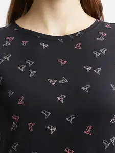 Jockey Micro Modal Cotton Ruffled Hem Styled Printed Sleep Dress-RX25