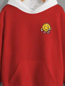 BAESD Boys Typography Printed Hooded Fleece Relaxed Sweatshirt