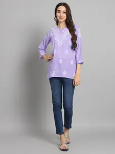 PARAMOUNT CHIKAN Women Embroidered Lucknowi Chikankari Cotton Kurti