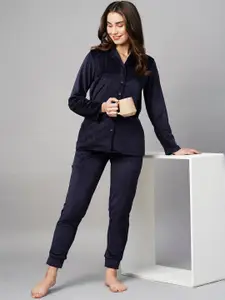 DRAPE IN VOGUE Shirt Collar Night suit