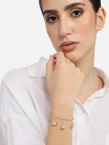 DressBerry Gold-Toned Gold-Plated Artificial Stones Studded Wraparound Bracelet