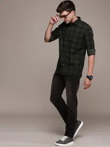 WROGN Men Tartan Checks Pure Cotton Casual Shirt