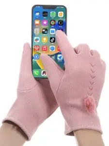 Alexvyan Women Patterned Touch Screen Wind & Snow Proof Fleece Hand Gloves