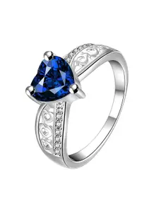 Yellow Chimes Silver-Plated Crystal-Studded Finger Ring