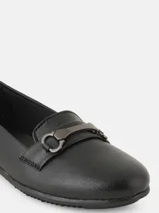 DressBerry Black Textured Party Ballerinas Flats
