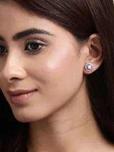 Zavya 925 Pure Sterling Silver Rhodium-Plated Pearls-Studded Contemporary Studs Earrings