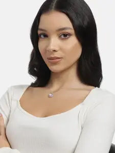 Zavya 925 Sterling Silver Rhodium-Plated Circular Pearl Pendant with Chain