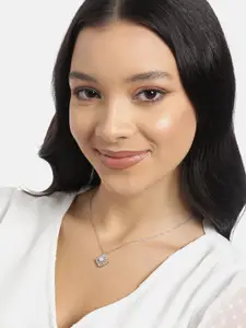 Zavya Sterling Silver Rhodium-Plated Pearl Pendant with Chain