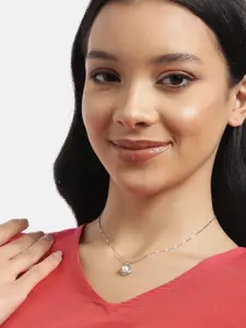 Zavya 925 Pure Sterling Silver Rhodium-Plated Circular Pearl Pendant with Chain