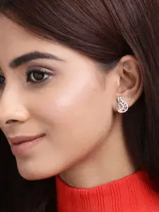 Zavya 925 Pure Sterling Silver Rhodium-Plated CZ Teardrop Shaped Studs