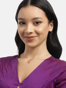 Zavya 925 Pure Sterling Silver Rose Gold-Plated Contemporary CZ Pendant with Chain