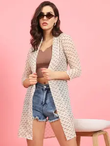 BAESD Geometric Printed Longline Shrug