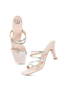 THE WHITE POLE Embellished Party Block Heels