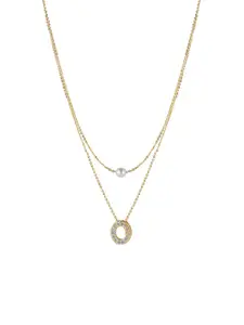 DressBerry Gold-Plated Round-Shaped Stone-Studded Pendant & Chain