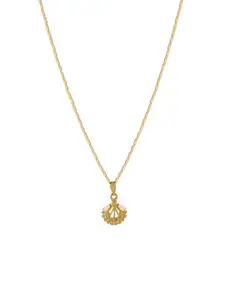 DressBerry Gold Plated Leaf Shape Pendant With Chain
