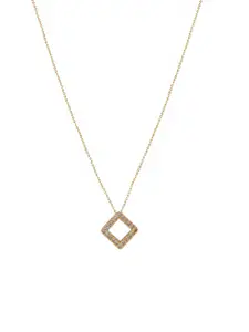 DressBerry Gold-Plated Rhombus-Shaped Stone-Studded Pendant & Chain
