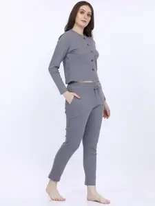 MAYSIXTY Ribbed V-Neck Crop Night suit