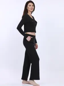 MAYSIXTY Ribbed V-Neck Crop Night suit