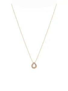 DressBerry Gold-Plated Leaf-Shaped Stone-Studded Pendant & Chain