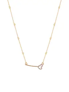 DressBerry Gold-Plated Heart-Shaped Stone-Studded Pendant & Chain