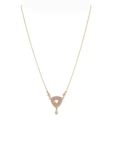 DressBerry Gold-Plated Triangular-Shaped Stone-Studded Pendant & Chain