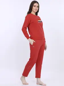 MAYSIXTY Women Typography Printed Mid Rise Lounge Pant