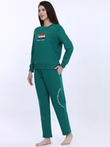 MAYSIXTY Women Typography Printed Mid Rise Lounge Pant