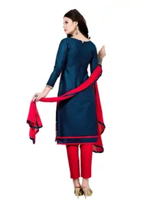 MANVAA Floral Embroidered Glaze Cotton Unstitched Dress Material