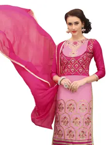 MANVAA Ethnic Motifs Embroidered Zari Unstitched Dress Material