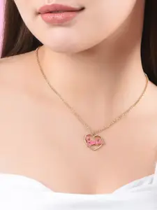 ToniQ Gold-Plated Barbie & Heart Shaped Pendant With Chain