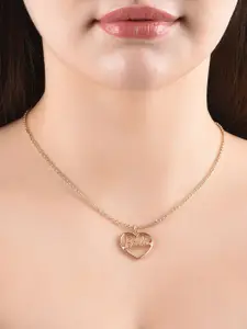 ToniQ Gold-Plated Barbie & Heart Shaped Pendant With Chain
