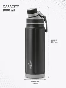 Milton Black Mysporty 1000 Thermosteel Insulated Hot & Cold Steel Water Bottle 1L
