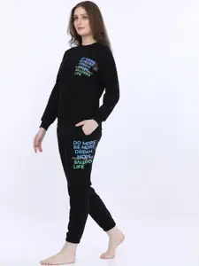 MAYSIXTY Women Typography Printed Mid Rise Lounge Pant