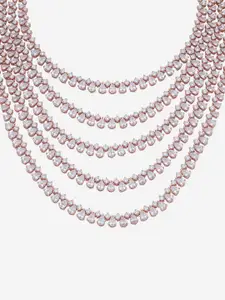 Kushal's Fashion Jewellery Rose Gold-Plated Cubic Zirconia Necklace