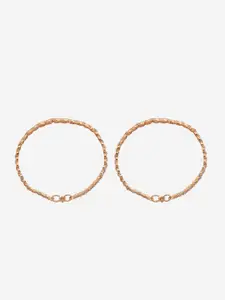 Kushal's Fashion Jewellery Set of 2 Gold-Plated CZ Stone-Studded Anklets