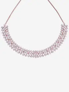 Kushal's Fashion Jewellery Rose Gold-Plated Cubic Zirconia Necklace