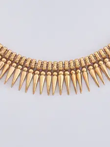 Kushal's Fashion Jewellery Gold-Plated Antique Necklace & Earrings