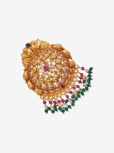 Kushal's Fashion Jewellery 92.5 Pure Silver Gold-Plated Stones Studded & Beaded Pendant
