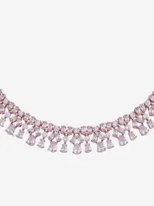 Kushal's Fashion Jewellery Rose Gold-Plated Cubic Zirconia Necklace