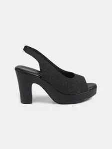 LEMON & PEPPER Shimmered Party Platform Peep Toes With Backstrap