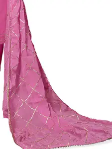 MANVAA Geometric Embroidered Gotta Patti Pure Cotton Unstitched Dress Material