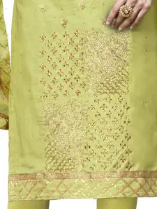 MANVAA Ethnic Motifs Embroidered Sequined Pure Cotton Unstitched Dress Material