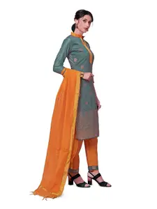 MANVAA Ethnic Motifs Woven Design Zari Banarasi Silk Unstitched Dress Material