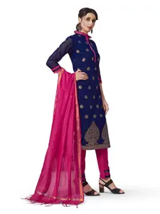 MANVAA Ethnic Motifs Woven Designed Banarasi Silk Unstitched Dress Material