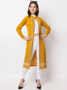 KEIKO Self Design Acrylic Longline Button Shrug