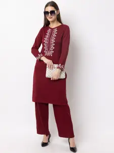 KEIKO Ethnic Motifs Yoke Design Thread Work Detail Acrylic Striaght Kurta