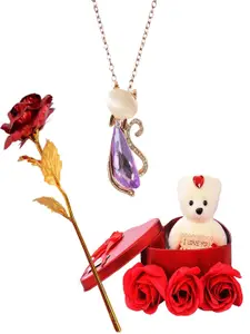 UNIVERSITY TRENDZ Little Cat Gold-Plated Contemporary Pendant With Chain