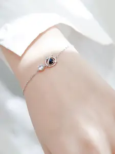 MYKI Silver-Plated Cubic Zirconia Studded Link Bracelet