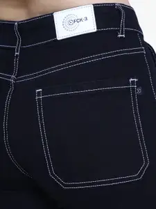 FCK-3 Women Straight Fit High-Rise Stretchable Denim Cargos