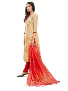 MANVAA Floral Embellished Mirror Work Unstitched Dress Material